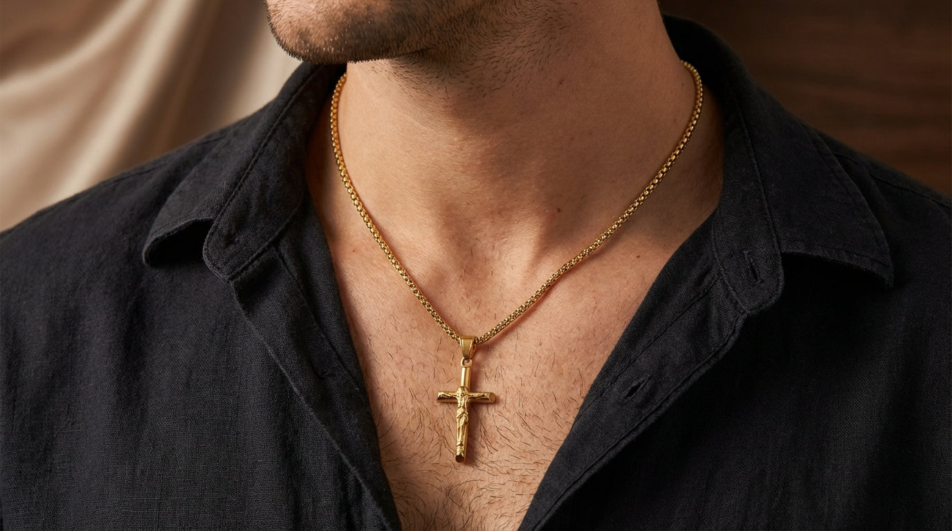 Crucifix Cross Pendant Necklace – Gold & Silver
