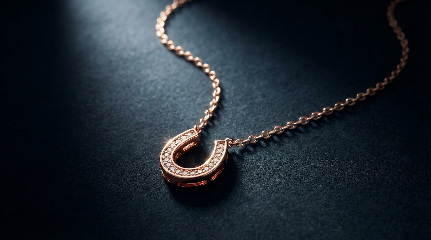 Lucky Horseshoe Necklace with Pavé Stones