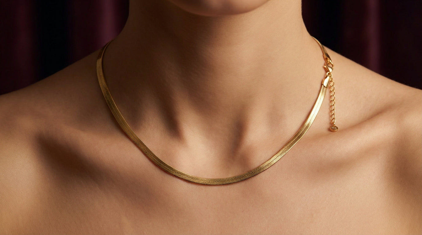 Gold Flat Snake Chain Necklace