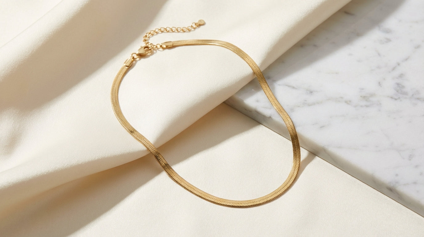 Gold Flat Snake Chain Necklace