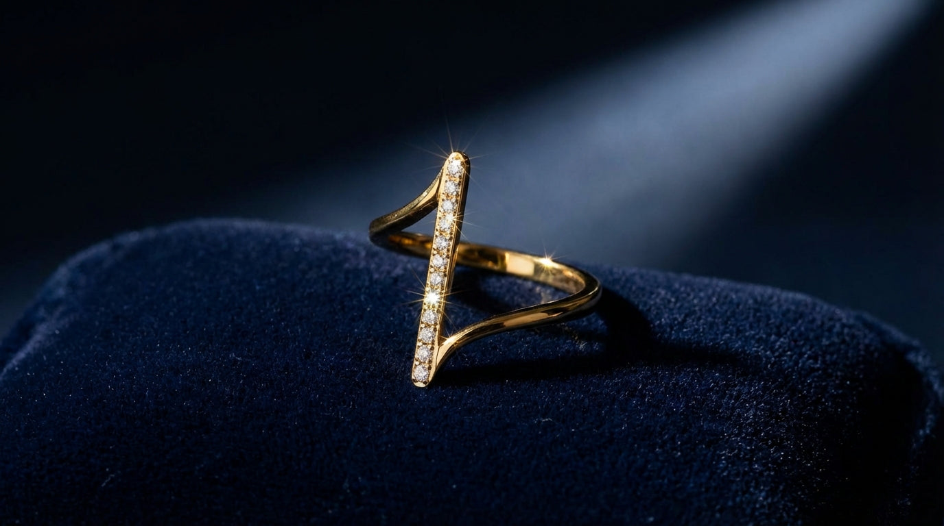 Pavé Wave Bar Ring – Gold & Silver