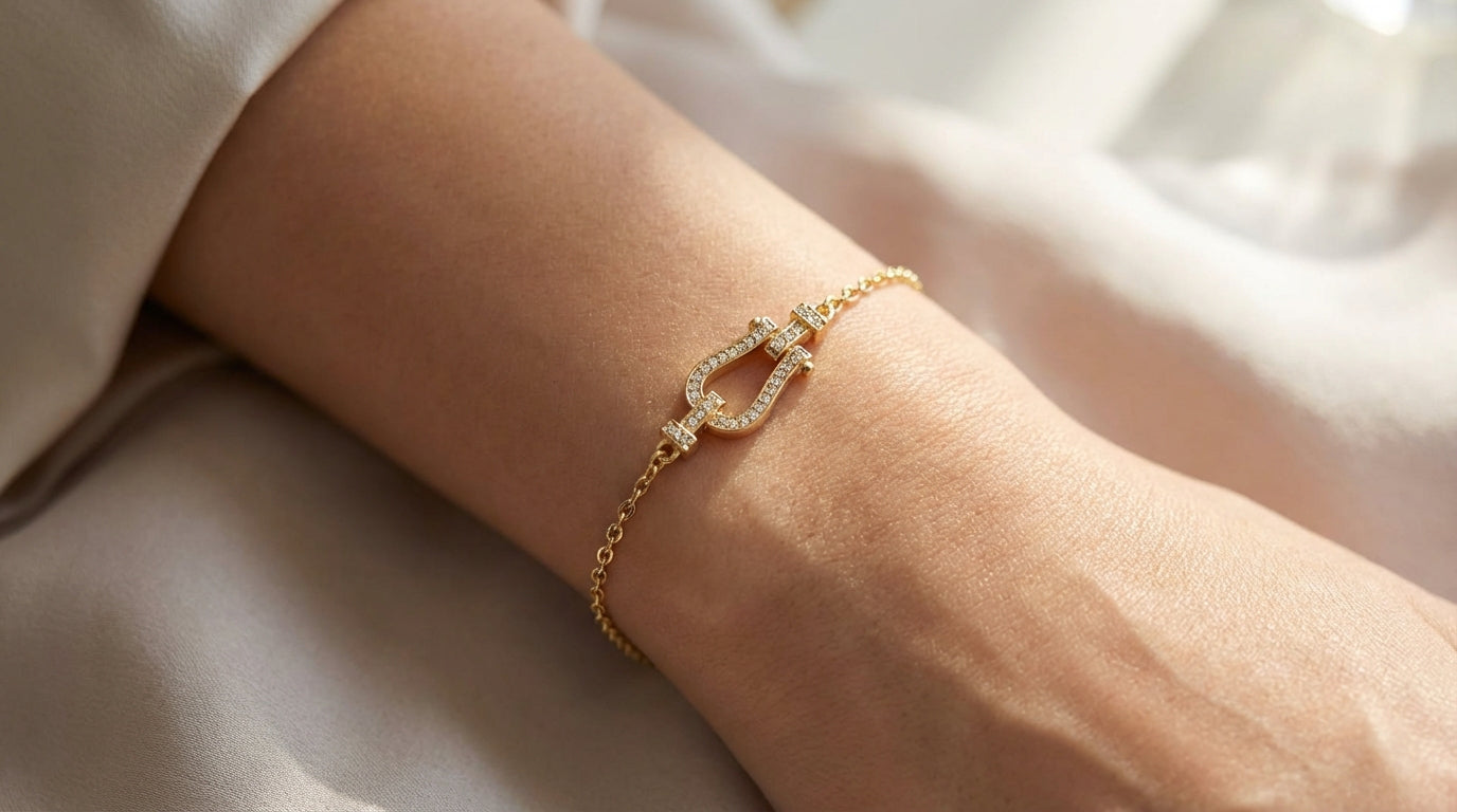 Pavé Lock Chain Bracelet – Gold & Silver