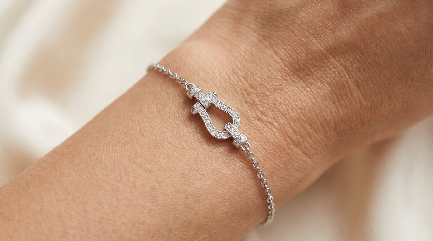 Pavé Lock Chain Bracelet – Gold & Silver