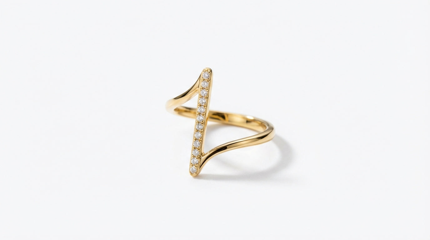 Pavé Wave Bar Ring – Gold & Silver