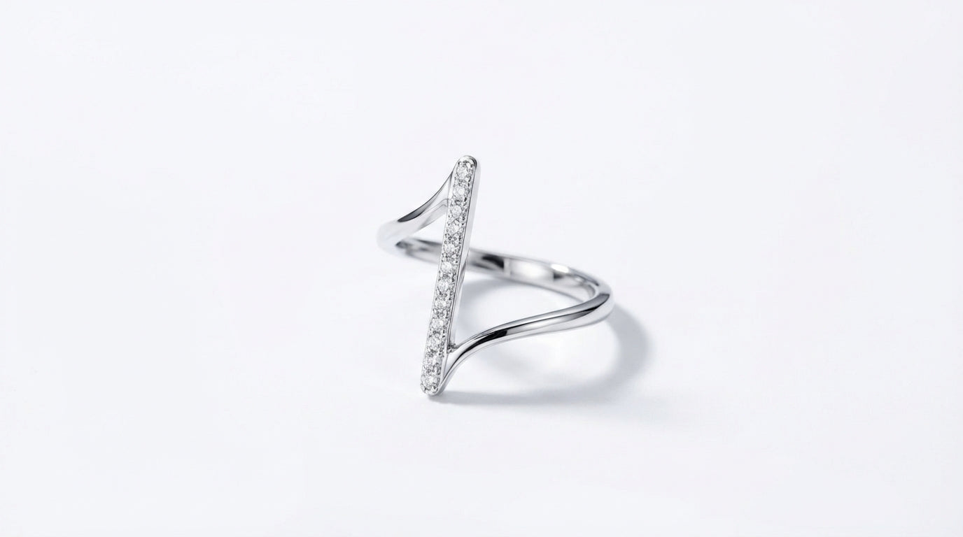 Pavé Wave Bar Ring – Gold & Silver