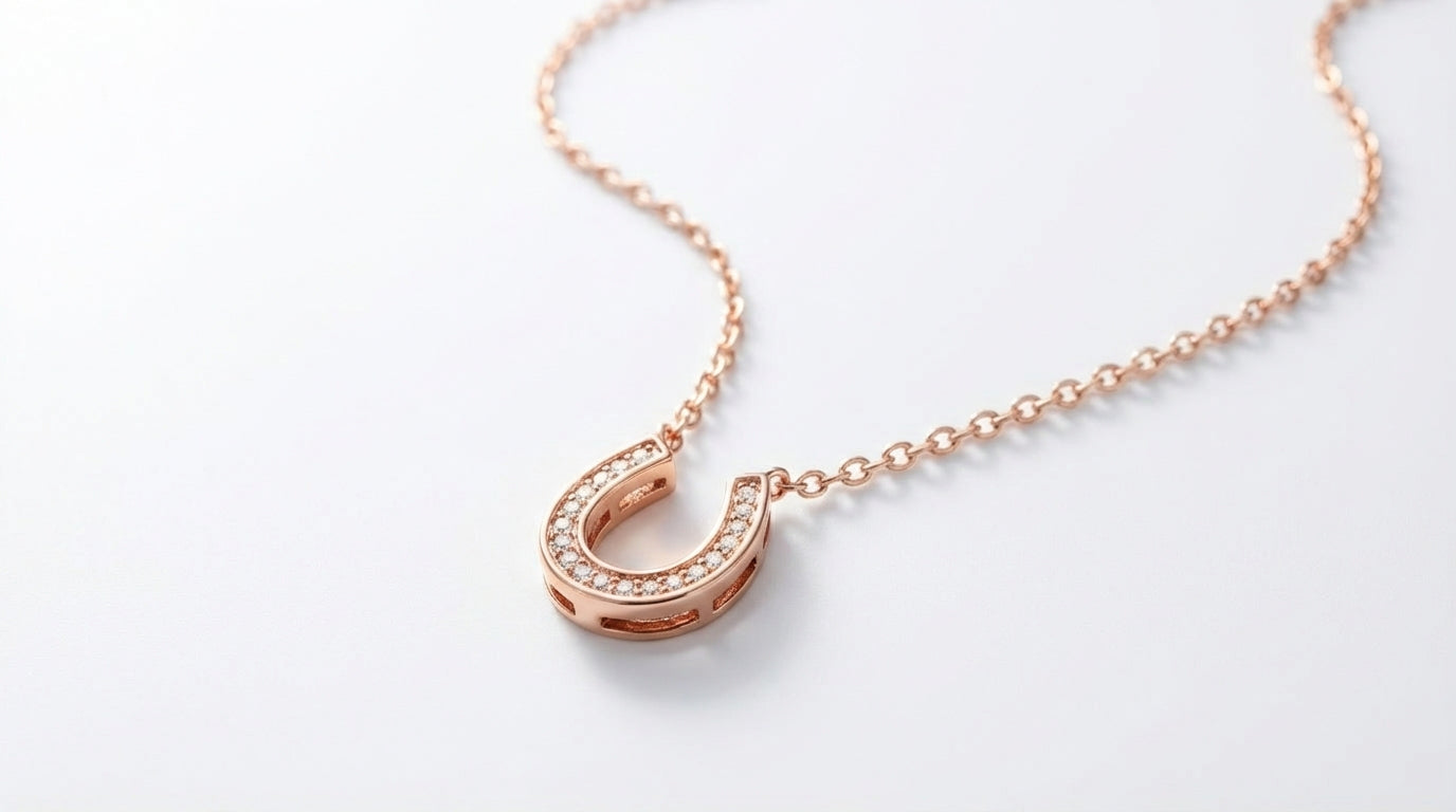 Lucky Horseshoe Necklace with Pavé Stones