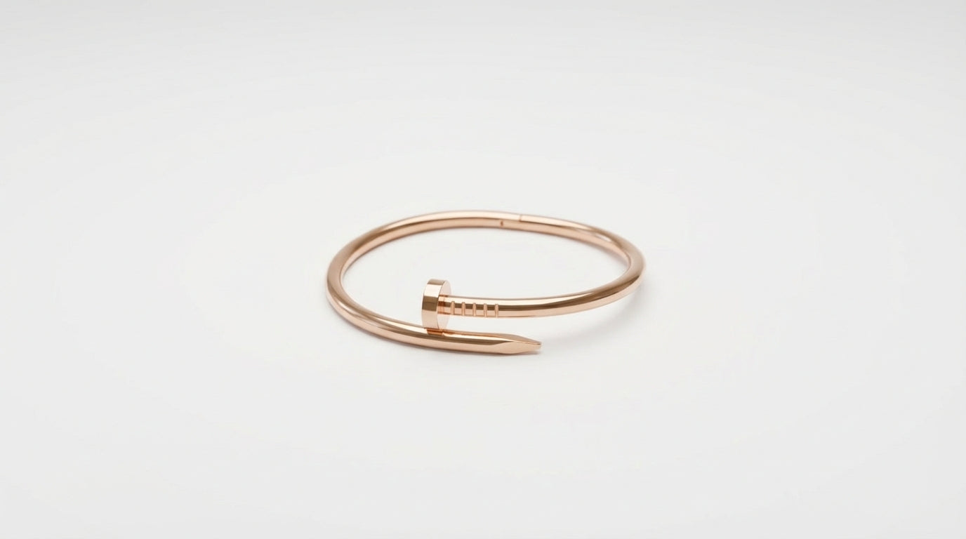 Modern Nail Cuff Bracelet in Rose Gold & Silver