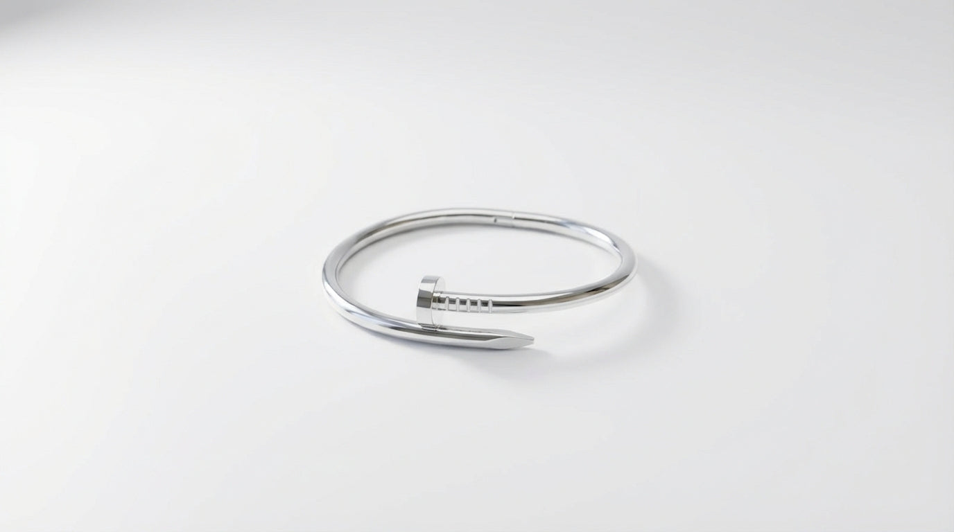 Modern Nail Cuff Bracelet in Rose Gold & Silver