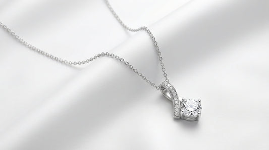 Round Solitaire Diamond Pendant Necklace – White Gold Finish