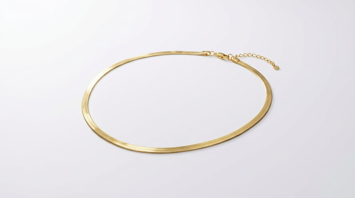 Gold Flat Snake Chain Necklace